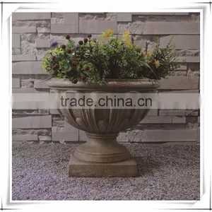 Fiberglass Outdoor Fluted Imitate Natural Stone Planters thumbnail-6