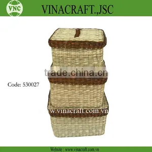 Seagrass Basket Square Storage Boxes Set of 3 thumbnail-1