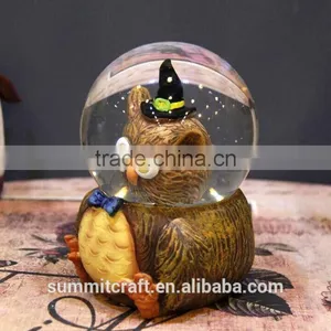 3d Resin Witch Owl Figurine Water Globes Halloween Snow Globe thumbnail-2