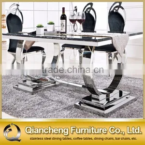 Fashionable Silver Frame Dining Table With Marble Top thumbnail-1