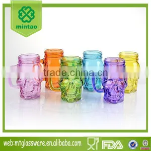 6color Spray New Design Skull Glass Bottle Decorative Jars With the Handle thumbnail-1