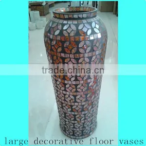 Teal Exotic Decoration Chinese Copper Cash Mosaic Tall Large Decorative Floor Vases thumbnail-1