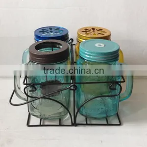 4 Pcs Promotional Glass Beverage Mug With Lid and Straw thumbnail-1