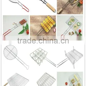 BBQ Three Fish Wire Grill With Chrome Plate thumbnail-5