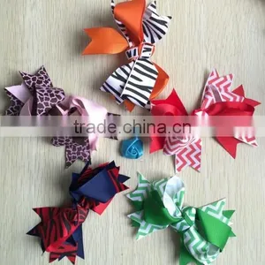 Boutique Vintage Girls 4"-5" Lg Grosgrain Ribbon Pinwheel Hair Bow Clips thumbnail-1