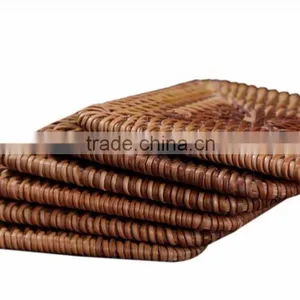 Square Rattan Coasters With Holder / Rattan Coasters Rattan Platemat thumbnail-2