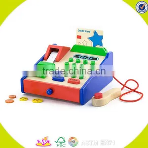 Wholesale Role Play Wooden Cash Register Toy Funny Kids Wooden Cash Register Popular Children Wooden Cash Register W10A007 thumbnail-1