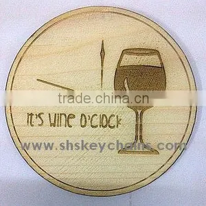 Wine-o-Clock Wooden Coaster Laser Engraved thumbnail-1