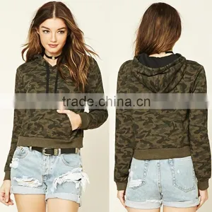 Sexy Wholesale Hoodie Sweatshirt Fleece Knit Crop Top Long Sleeve Camo Print Hoodie For Women Fashion Wear 5xl thumbnail-1
