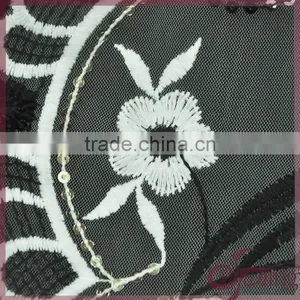 Elegant Embroidery Design Mesh Fabric, Flower Sequin Fabric for Dress thumbnail-5