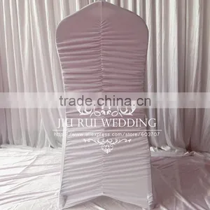 White Universal Ruched at Back Spandex Chair Cover Pleated Lycra Chair Cover for Wedding Decor thumbnail-3