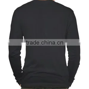2016 Latest Men Long Sleeve Plain Solid Color Round Button Collar t Shirt thumbnail-4