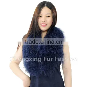 CX-A-52S Latest Fashionable Detachable Blue Collar Mongolian Lamb Big Fur Collar thumbnail-1