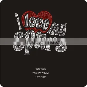 Crystal I Love My Spurs Wholesale Hotfix Rhinestones Transfers For Sportswear thumbnail-1