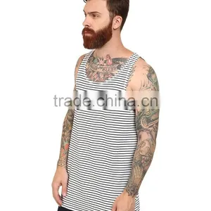 Dri Fit Mens Casual Vest Tank Top Mens Casual Vest Black and White Stripe Mens Casual Vest thumbnail-2