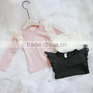 1-6 Years 2017 Wholesale Autumn Cotton Full Sleeves Patchwork Lace Kids Girls Blouses (pick Size Color) thumbnail-2