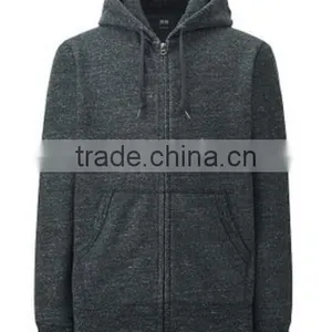 High Quality Custom Plain Hood Zipper Up Cotton Sweatshirt Coat thumbnail-3