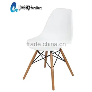 LS-4001 White Molded Eiffel Plastic Dining Chair With Wood Legs thumbnail-1