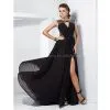 A-line Jewel Sweep/Brush Train Chiffon Sequin Evening Dresses thumbnail-1