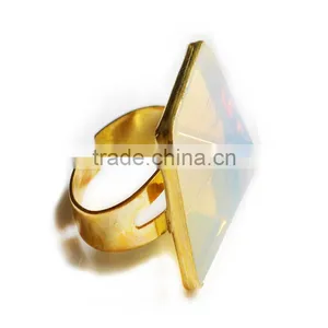 Pyramid Crystal Natural Stone Amethyst Pendant Ring thumbnail-6