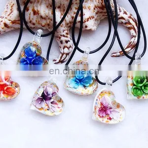 Lampwork Glass Heart Pendant Necklace CTN1108-5 thumbnail-1