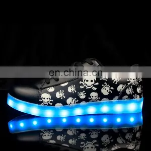 Wholesale Lace up Skull Led Light Shoes Skeleton Led Sneakers Casual 2017 thumbnail-2