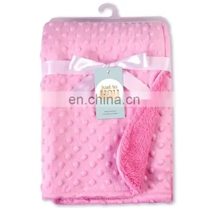 Wholesale Cheap Pink Minky Dot Baby Blankets for Newborn Baby Girls thumbnail-1
