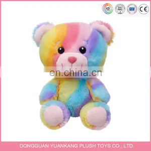 Custom Fashion Stuffed Colorful Plush Rainbow Teddy Bear Toy With Big Head thumbnail-1