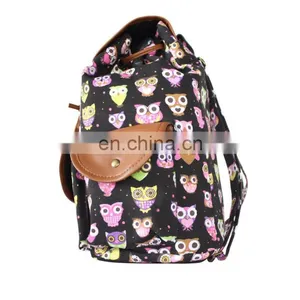 Wholesale Canvas Korea Owl Printing School Backpack thumbnail-3