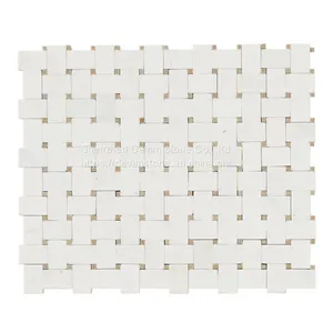 Thassos Basketweave Kitchen Backsplash Mosaic thumbnail-1