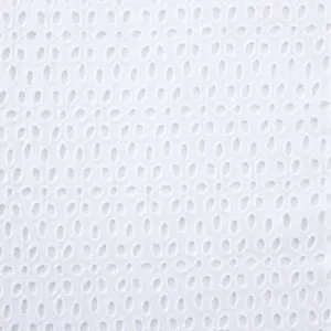 Combed Hollow Out Embroidered White Cotton Eyelet Fabric Lace thumbnail-3