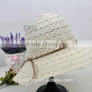 Wholesale Design Summer Beach Paper Foldable Straw Hat For Ladies thumbnail-2