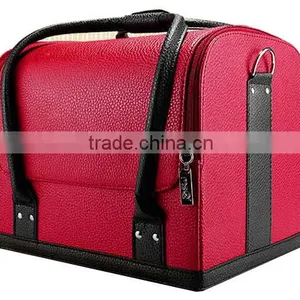 Custom Make Hard Shell Faux Leather Makeup Storage Box,Beauty Vanity Carrying Case,Leather Cosmetic Train Case With Trays thumbnail-2