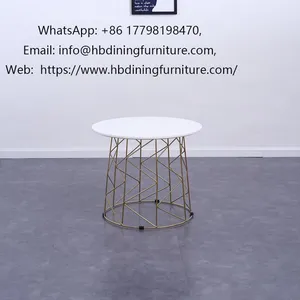 Iron Legs MDF White Round Tables thumbnail-1