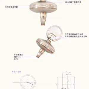 100MM 100Kpa 5 Times Overpressure， Absolute Pressure Pressure Gauge， 1.6F.S. thumbnail-5