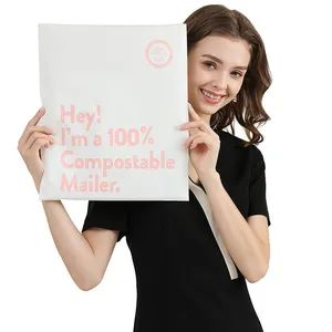 Custom Logo Printing Peach Pink Polymailer Express Mailing Bag Biodegradable Packaging Shipping Poly Mailer Bags for Clothing thumbnail-5
