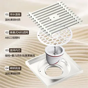 Nixi Anti-Blocking Brass Floor Drain Antibacterial Feature for Bathroom Use Features Anti-Odor Anti-Backflow Anti-Hair Hanging thumbnail-4