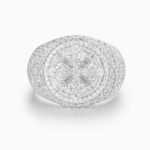 Shining Star Jewelry Men Sterling Silver Moissanite Hiphop Clustered Finger Ring thumbnail-1