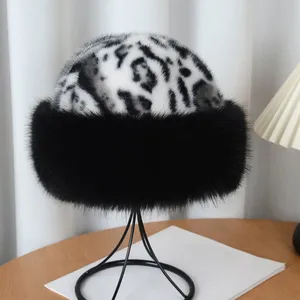 Women's New Plush Leopard Mongolian Hats Northeast Princess Ear Protection Fur Warm Beanie Hats thumbnail-5
