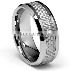 Lastest Design Carbon Fiber Inlay Men's Tungsten Wedding Band Ring thumbnail-1