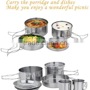 Wholsale Stainless Steel 8pcs Picnic Cookware ,camping Cookware Set thumbnail-2