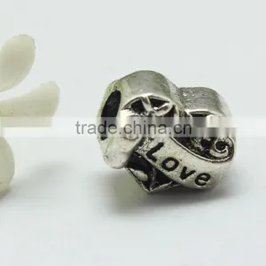 Wholesale Pdora Heart Shape Hole Beads Accessories, Lead Free Nickle Free Zinc Alloy Large Hole Beads thumbnail-2
