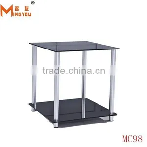 Best Selling Cheap Stainless Legs Glass Side Table thumbnail-2