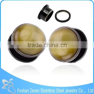 TP011446 Factory Direct Sale Body Piercing Fashion Black Natural Stone Ear Plug thumbnail-1