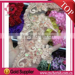 Hot Sale Sew on Bling Bling Bridal Lace Trim Adhesive Lace Trim Latest High Quality African Dry Lace for Women Dress Decoration thumbnail-1