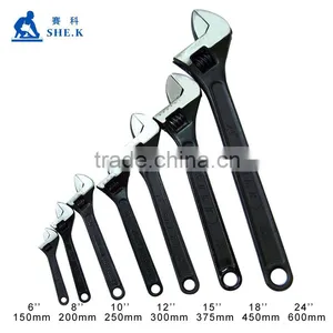 Black Carbon Steel Handle Adjustable Wrench thumbnail-1