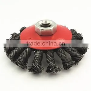 4-Inch Knot Twisted Steel Wire Brush Disc With Curled Selvedge Cup,twist and Slim Disc thumbnail-5
