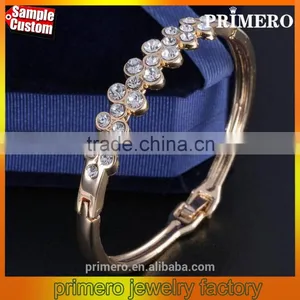 Women's Fashion Alloy Flowers Rhinestone Cuff Bangle Bracelet Jewelry thumbnail-1