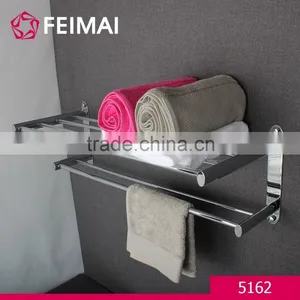 Bathroom Designs Wall Mounted Double Layers Towel Rack Shelf Bar Holder thumbnail-1