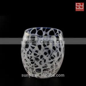 NEW PRODUCT!Mouth Blown Whisky Glass With White Porcelain Decoration thumbnail-1